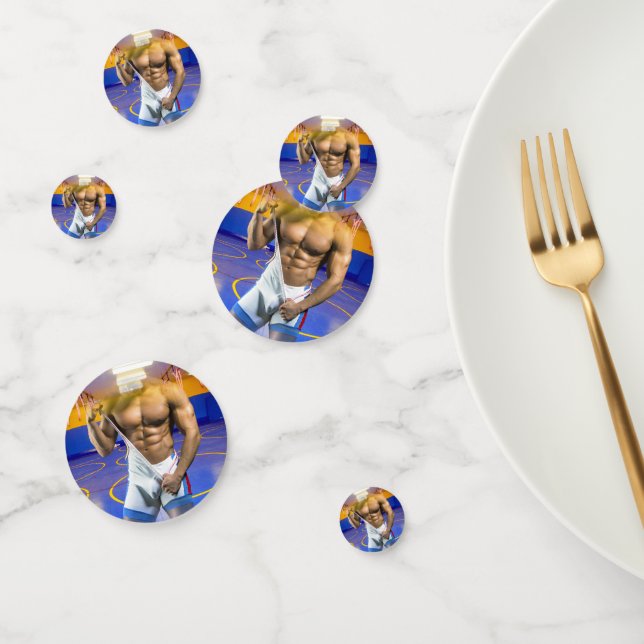 SlipperyJoe's muscular man bulge six-pack gym trai Confetti (Group)