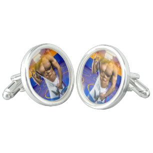 SlipperyJoe's muscular man bulge six-pack gym trai Cufflinks