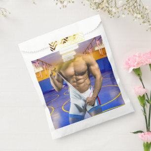SlipperyJoe's muscular man bulge six-pack gym trai Favor Bag