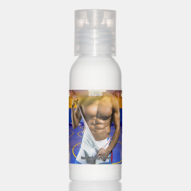 SlipperyJoe's muscular man bulge six-pack gym trai Hand Lotion (Front)