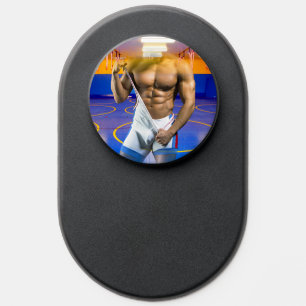 SlipperyJoe's muscular man bulge six-pack gym trai PopSocket