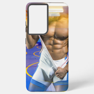 SlipperyJoe's muscular man bulge six-pack gym trai Samsung Galaxy S21 Ultra Case