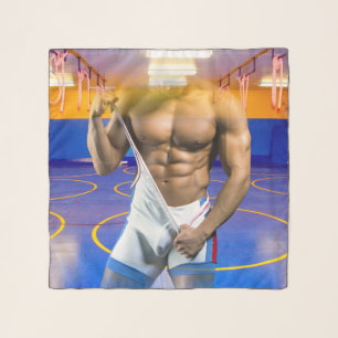 SlipperyJoe's muscular man bulge six-pack gym trai Scarf