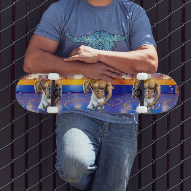 SlipperyJoe's muscular man bulge six-pack gym trai Skateboard (Outdoor 3)