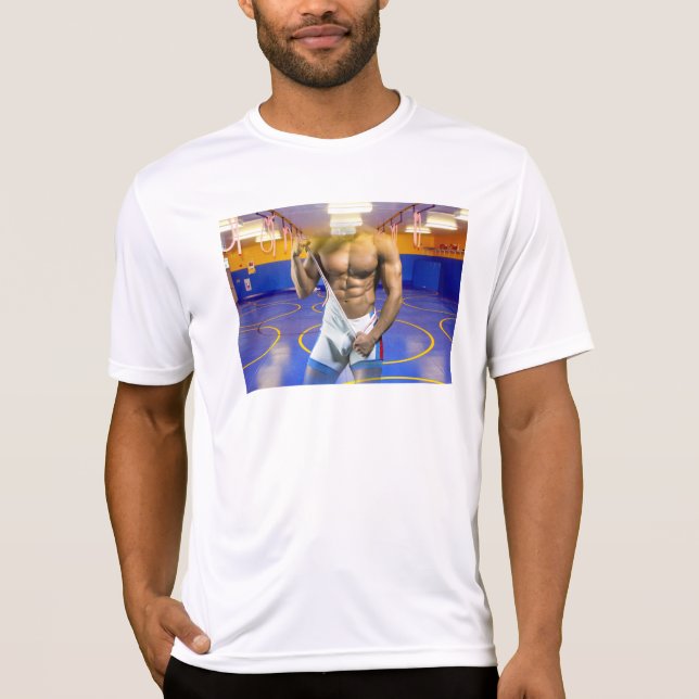 SlipperyJoe's muscular man bulge six-pack gym trai T-Shirt (Front)