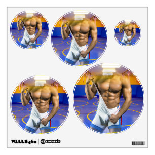 SlipperyJoe's muscular man bulge six-pack gym trai Wall Decal