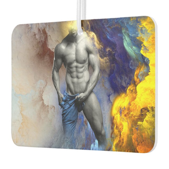 SlipperyJoe's muscular man physique steamy shirtle Air Freshener (Left)