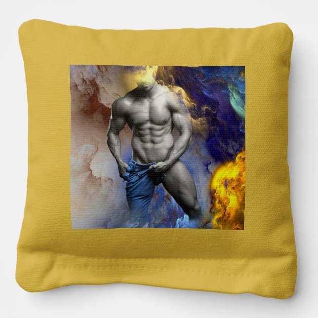 SlipperyJoe's muscular man physique steamy shirtle Cornhole Bags (Front)