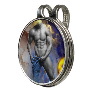 SlipperyJoe's muscular man physique steamy shirtle Golf Hat Clip