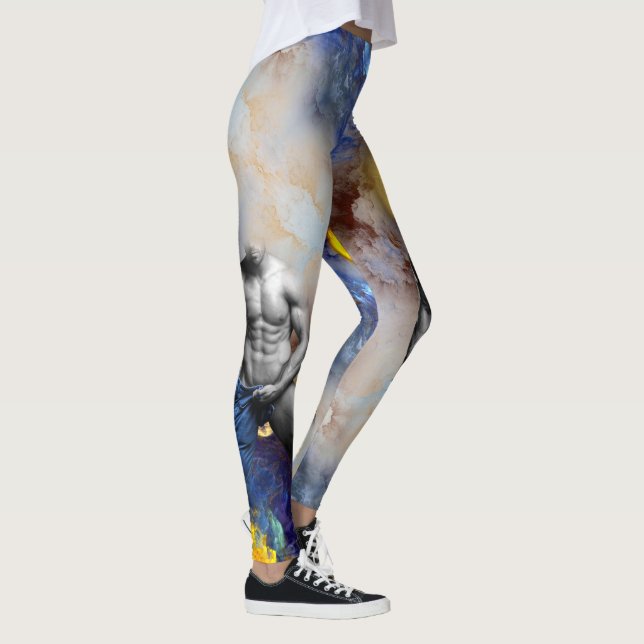 SlipperyJoe's muscular man physique steamy shirtle Leggings (Right)