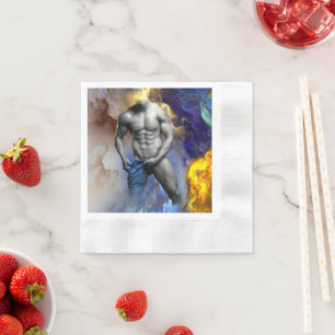 SlipperyJoe's muscular man physique steamy shirtle Napkins