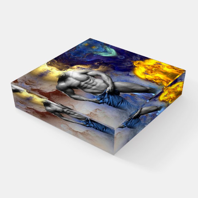 SlipperyJoe's muscular man physique steamy shirtle Paperweight (Angled)