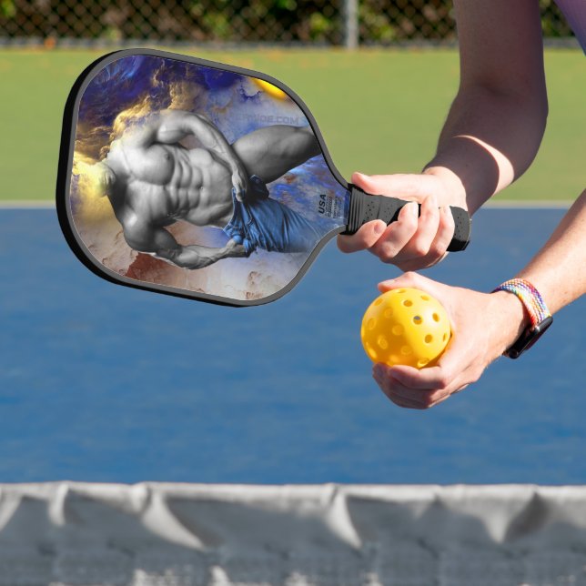 SlipperyJoe's muscular man physique steamy shirtle Pickleball Paddle (Insitu)
