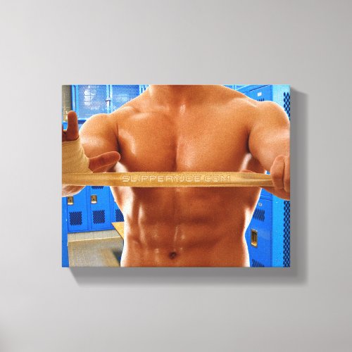 SlipperyJoes muscular man shirtless 6_pack gymnas Canvas Print