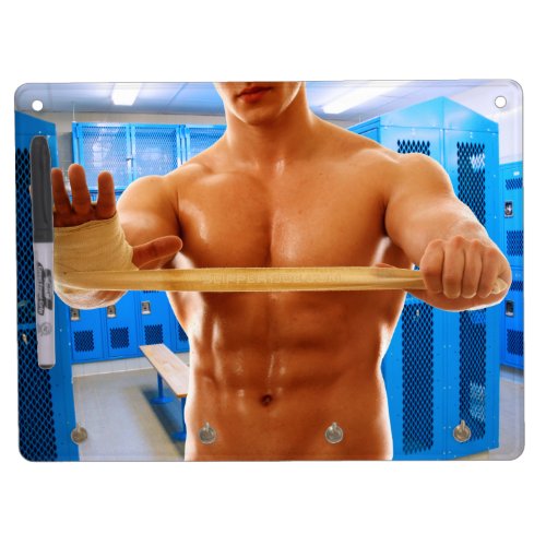 SlipperyJoes muscular man shirtless 6_pack gymnas Dry Erase Board With Keychain Holder