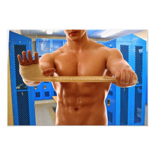 SlipperyJoes muscular man shirtless 6_pack gymnas Photo Print
