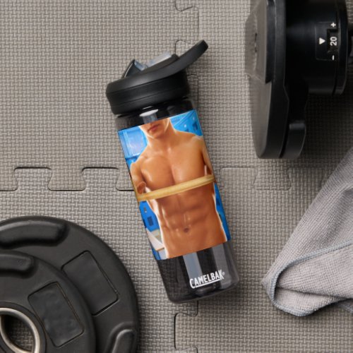 SlipperyJoes muscular man shirtless 6_pack gymnas Water Bottle