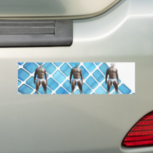 SlipperyJoe's muscular man six-pack abs white unde Bumper Sticker