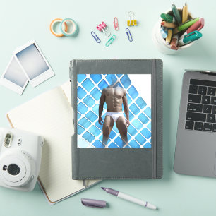 SlipperyJoe's muscular man six-pack abs white unde Sticker