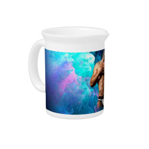 SlipperyJoe's muscular man underwear bulge cosmic  Beverage Pitcher