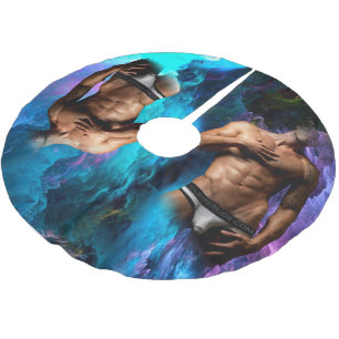 SlipperyJoe's muscular man underwear bulge cosmic  Brushed Polyester Tree Skirt