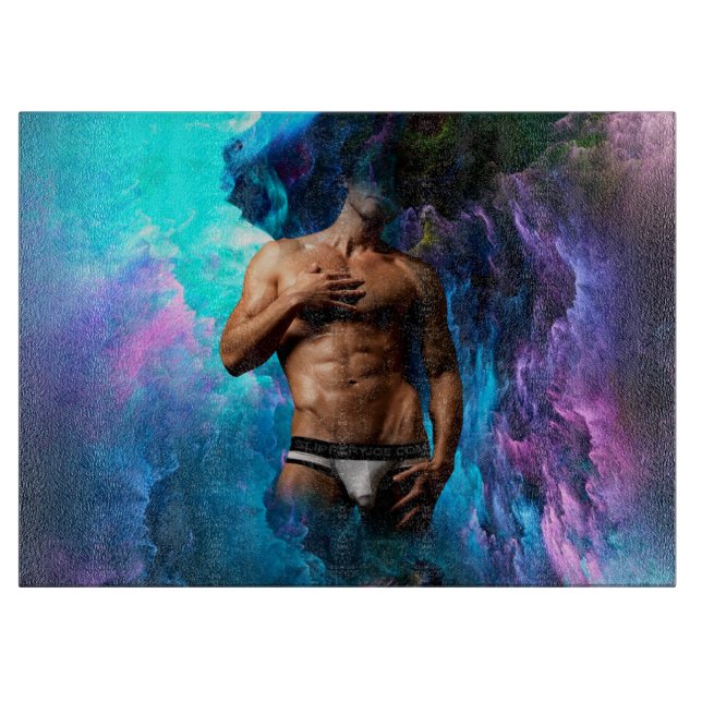 SlipperyJoe's muscular man underwear bulge cosmic  Cutting Board (Front)