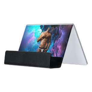 SlipperyJoe's muscular man underwear bulge cosmic  Desk Business Card Holder