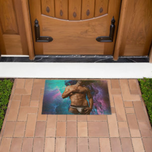 SlipperyJoe's muscular man underwear bulge cosmic  Fiber Doormat