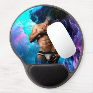 SlipperyJoe's muscular man underwear bulge cosmic  Gel Mouse Pad