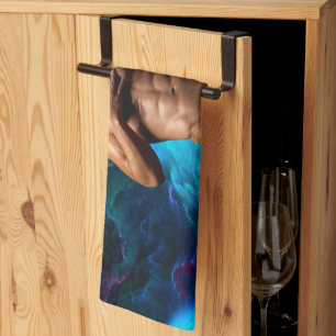 SlipperyJoe's muscular man underwear bulge cosmic Kitchen Towel
