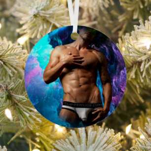 SlipperyJoe's muscular man underwear bulge cosmic  Metal Ornament