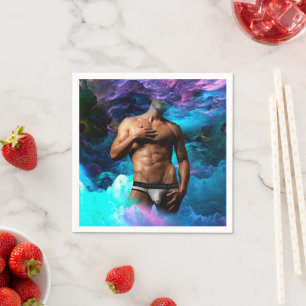 SlipperyJoe's muscular man underwear bulge cosmic  Napkins
