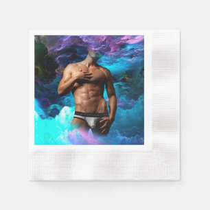 SlipperyJoe's muscular man underwear bulge cosmic Napkins