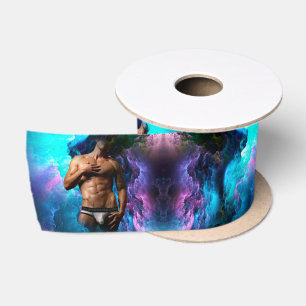 SlipperyJoe's muscular man underwear bulge cosmic  Satin Ribbon