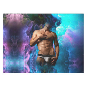 SlipperyJoe's muscular man underwear bulge cosmic  Tablecloth