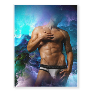 SlipperyJoe's muscular man underwear bulge cosmic Temporary Tattoos