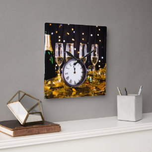SlipperyJoe's New Year thrilling moments classic c Square Wall Clock