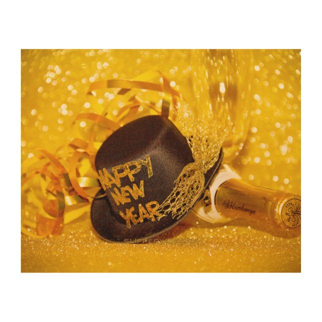 SlipperyJoe's New Year's Eve celebration festive g Wood Wall Art (Front)