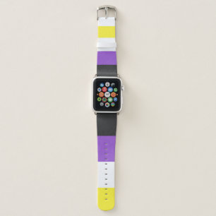 SlipperyJoe's Nonbinary Pride Flag yellow white pu Apple Watch Band