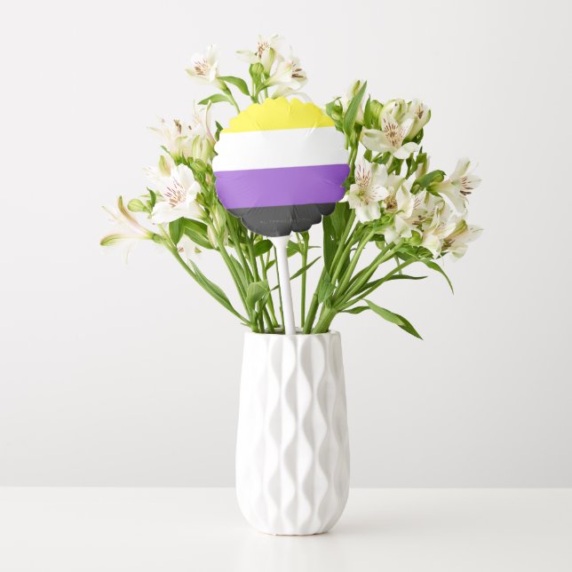 SlipperyJoe's Nonbinary Pride Flag yellow white pu Balloon (Vase)