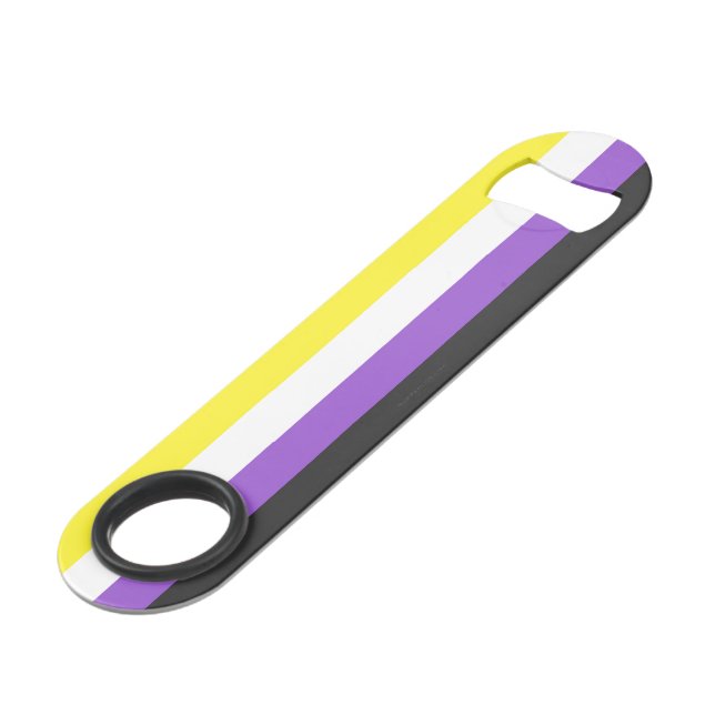 SlipperyJoe's Nonbinary Pride Flag yellow white pu Bar Key (Back Angled)