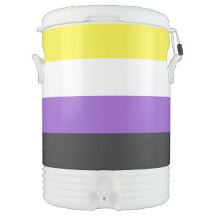 SlipperyJoe's Nonbinary Pride Flag yellow white pu Beverage Cooler