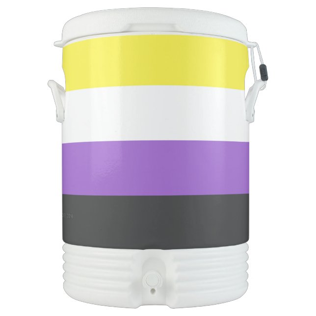 SlipperyJoe's Nonbinary Pride Flag yellow white pu Beverage Cooler (Front)