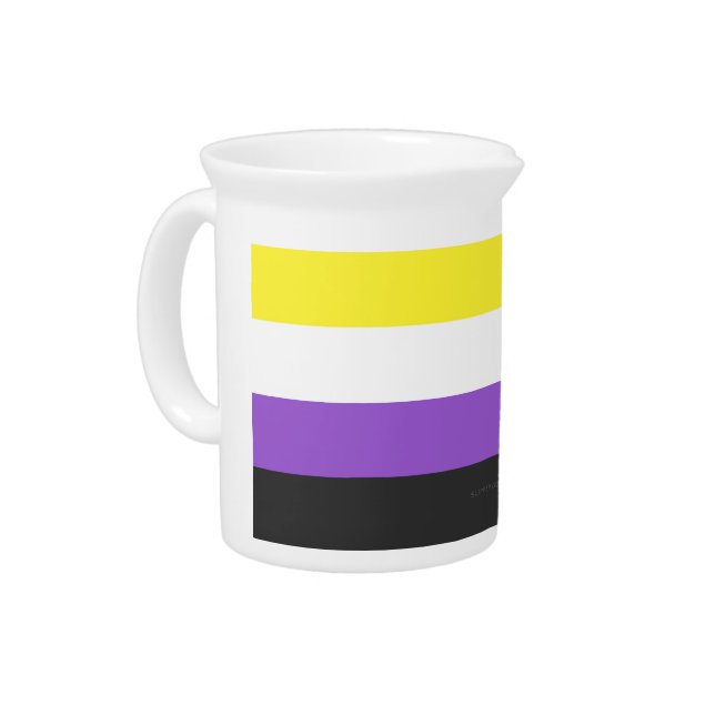 SlipperyJoe's Nonbinary Pride Flag yellow white pu Beverage Pitcher (Left)