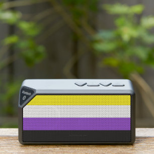 SlipperyJoe's Nonbinary Pride Flag yellow white pu Bluetooth Speaker
