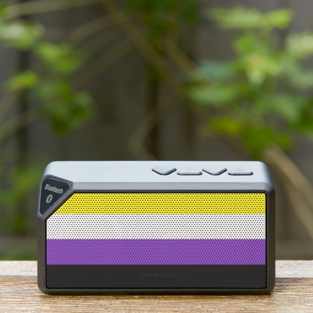 SlipperyJoe's Nonbinary Pride Flag yellow white pu Bluetooth Speaker (Insitu(Outdoor))