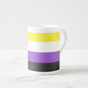 SlipperyJoe's Nonbinary Pride Flag yellow white pu Bone China Mug