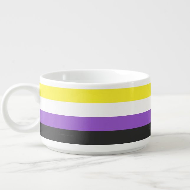 SlipperyJoe's Nonbinary Pride Flag yellow white pu Bowl (Right)