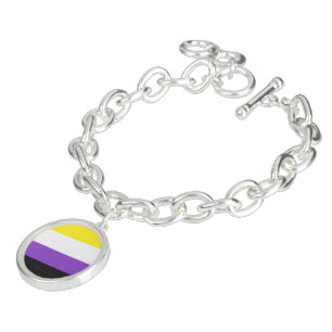 SlipperyJoe's Nonbinary Pride Flag yellow white pu Bracelet