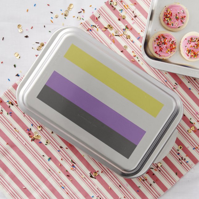SlipperyJoe's Nonbinary Pride Flag yellow white pu Cake Pan (In Situ)